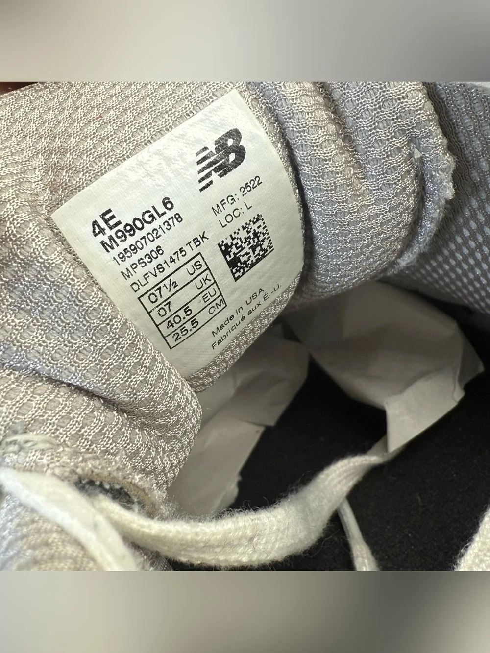 New Balance 990 V6 Castle Rock/ Grey Men’s Size 7.5 4E (Extra Wide)